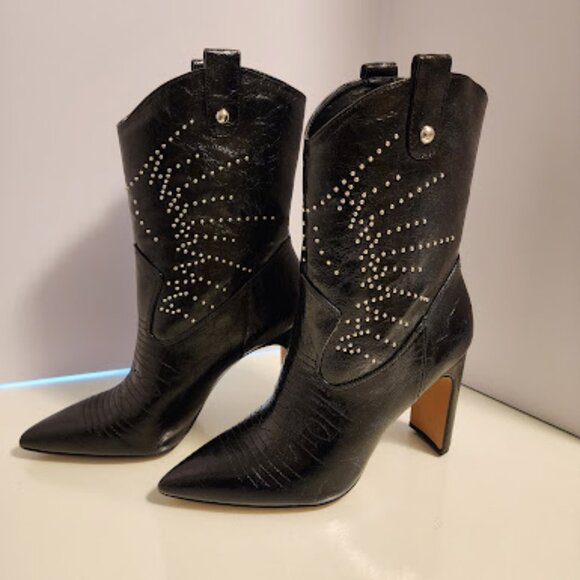 Jessica Simpson Black Studded Heeled Booties - Picture 1 of 7